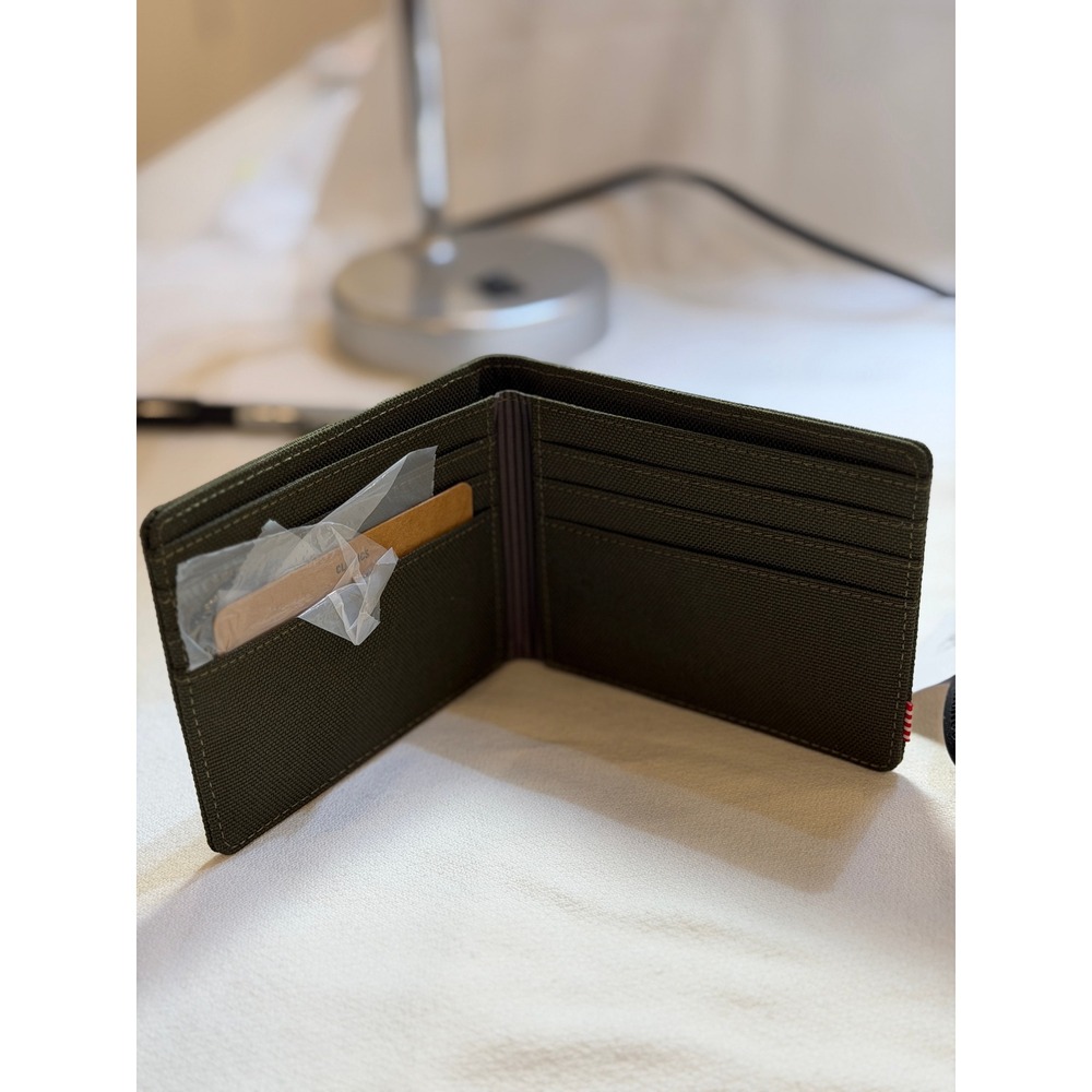 Herschel Supply Co. Charlie Cardholder Mens OS Black Olive NEW Bifold Canvas - Picture 2 of 6